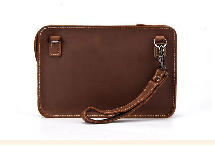 Whatna 2way 天然 牛革 ミニセカンドバッグ メンズ バッグ 小さ [クラッチ ショルダー 肩掛け 結婚式 バッグ]  厚手 本革 レザー ビジネス カジュアル フォーマル 冠婚葬祭 バッグ紳士用 男性用ブラウン hs-1777-3