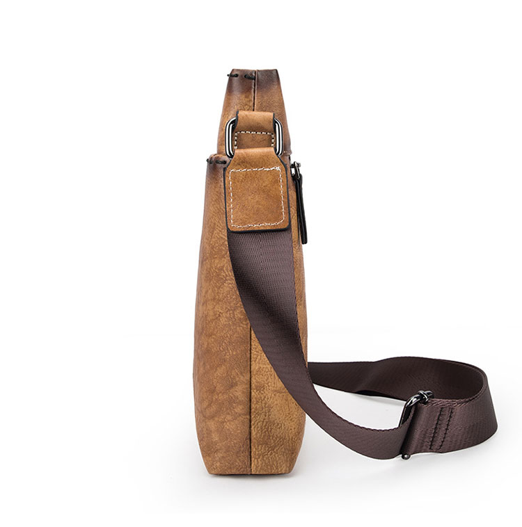 Whatna 天然牛革 ショルダーバッグ メンズ メッセンジャーバッグ小さめ ビジネスバッグ ipad10.5収納可縦型 本革 通勤 通学 斜めがけバッグ オシャレ な シンプル な 軽量 実用 自転車 かばん男性用 ブラウン（4486）-3