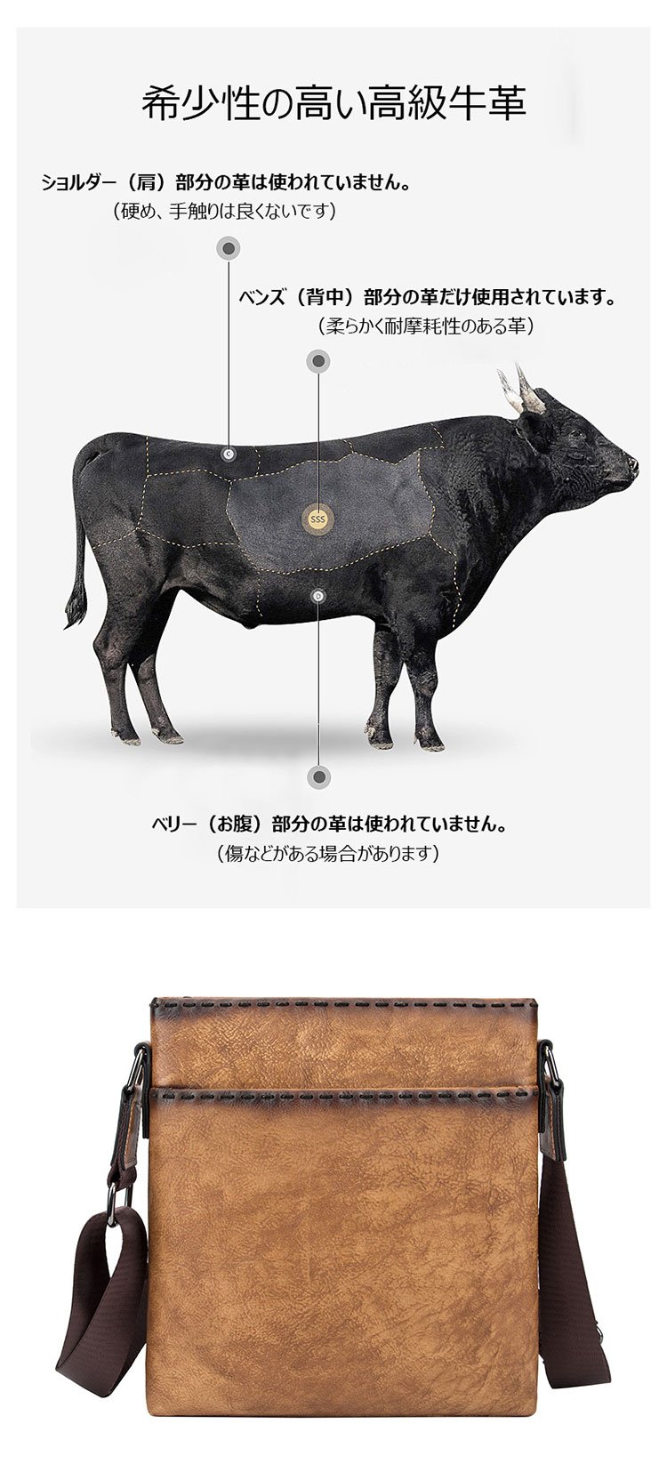 Whatna 天然牛革 ショルダーバッグ メンズ メッセンジャーバッグ小さめ ビジネスバッグ ipad10.5収納可縦型 本革 通勤 通学 斜めがけバッグ オシャレ な シンプル な 軽量 実用 自転車 かばん男性用 ブラウン（4486）-9