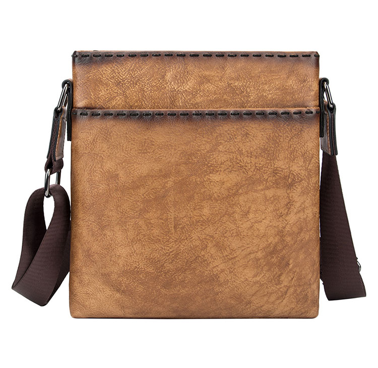 Whatna 天然牛革 ショルダーバッグ メンズ メッセンジャーバッグ小さめ ビジネスバッグ ipad10.5収納可縦型 本革 通勤 通学 斜めがけバッグ オシャレ な シンプル な 軽量 実用 自転車 かばん男性用 ブラウン（4486）-2