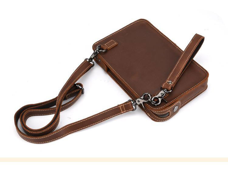 Whatna 2way 天然 牛革 ミニセカンドバッグ メンズ バッグ 小さ [クラッチ ショルダー 肩掛け 結婚式 バッグ]  厚手 本革 レザー ビジネス カジュアル フォーマル 冠婚葬祭 バッグ紳士用 男性用ブラウン hs-1777-2