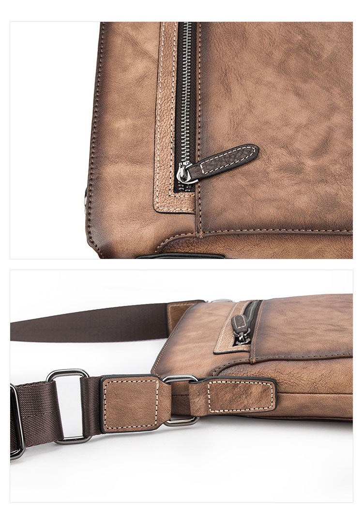 Whatna 天然牛革 ショルダーバッグ メンズ メッセンジャーバッグ小さめ ビジネスバッグ ipad10.5収納可縦型 本革 通勤 通学 斜めがけバッグ オシャレ な シンプル な 軽量 実用 自転車 かばん男性用 ブラウン（4462）-9