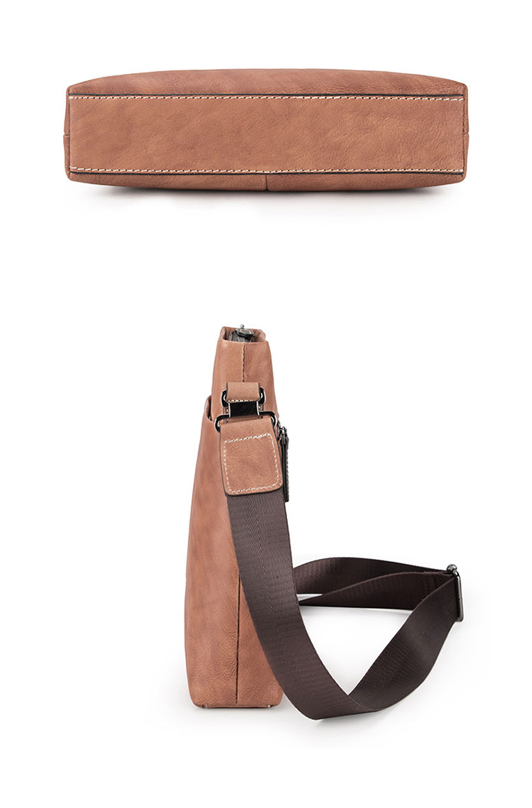 Whatna 天然牛革 ショルダーバッグ メンズ メッセンジャーバッグ小さめ ビジネスバッグ ipad10.5収納可縦型 本革 通勤 通学 斜めがけバッグ オシャレ な シンプル な 軽量 実用 自転車 かばん男性用 ブラウン(4418)-3