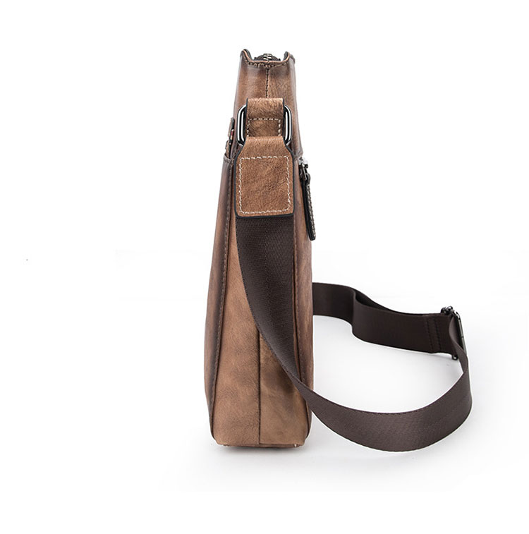 Whatna 天然牛革 ショルダーバッグ メンズ メッセンジャーバッグ小さめ ビジネスバッグ ipad10.5収納可縦型 本革 通勤 通学 斜めがけバッグ オシャレ な シンプル な 軽量 実用 自転車 かばん男性用 ブラウン（4462）-3