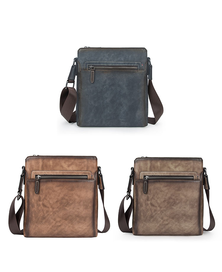 Whatna 天然牛革 ショルダーバッグ メンズ メッセンジャーバッグ小さめ ビジネスバッグ ipad10.5収納可縦型 本革 通勤 通学 斜めがけバッグ オシャレ な シンプル な 軽量 実用 自転車 かばん男性用 ブラウン（4462）-1