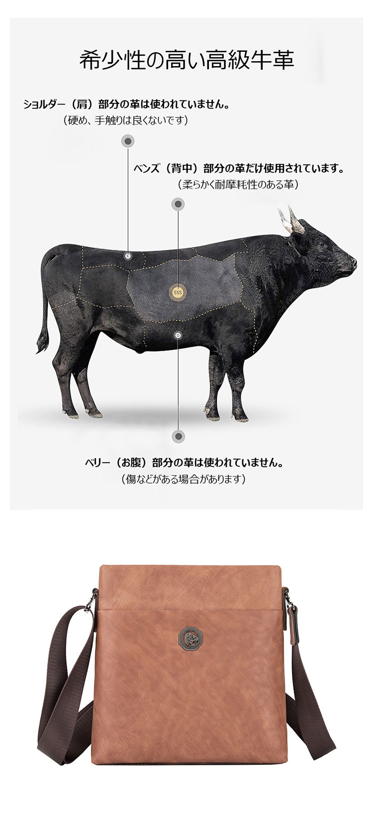 Whatna 天然牛革 ショルダーバッグ メンズ メッセンジャーバッグ小さめ ビジネスバッグ ipad10.5収納可縦型 本革 通勤 通学 斜めがけバッグ オシャレ な シンプル な 軽量 実用 自転車 かばん男性用 ブラウン(4418)-7