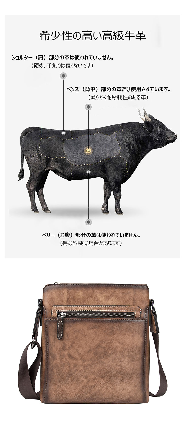 Whatna 天然牛革 ショルダーバッグ メンズ メッセンジャーバッグ小さめ ビジネスバッグ ipad10.5収納可縦型 本革 通勤 通学 斜めがけバッグ オシャレ な シンプル な 軽量 実用 自転車 かばん男性用 ブラウン（4462）-10