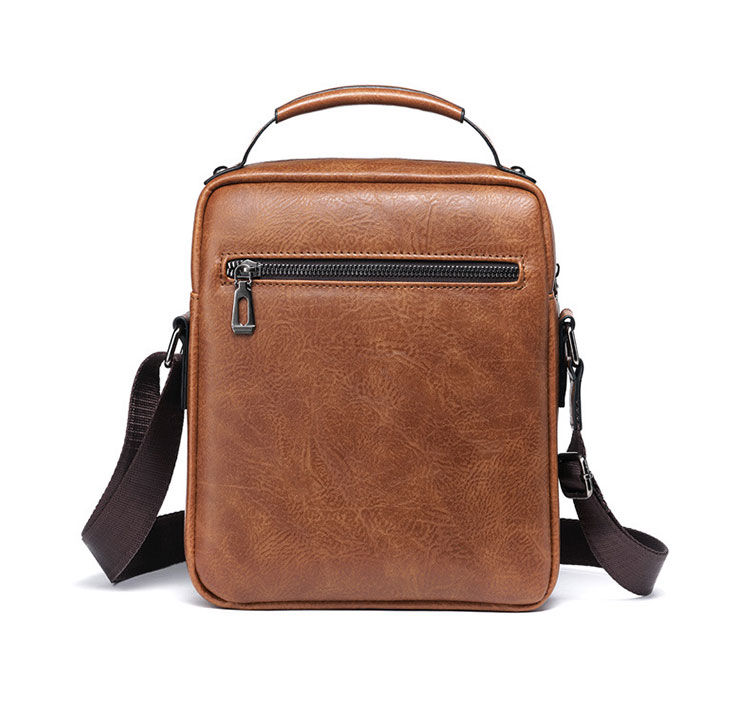 Whatnaショルダーバッグ メンズ 2way 斜め掛け 手提げ 厚手 皮革 レザー ipadmini収納可 縦型 小さめ メッセンジャーバッグ 通学 通勤バッグ 軽量 実用 自転車かばん プレゼント男性 黒 ブラウン（8642）-4