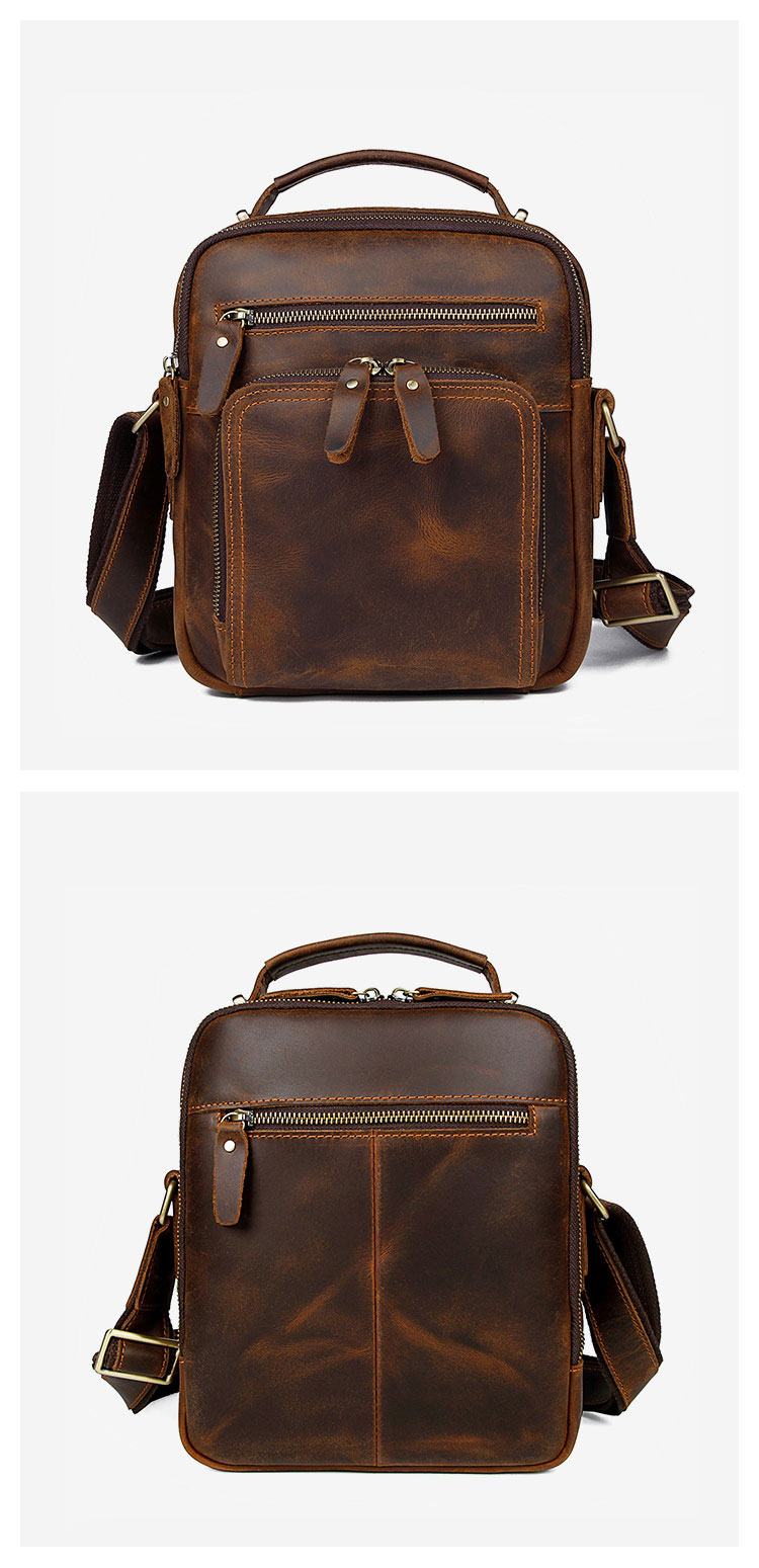Whatna天然 牛革 ショルダーバッグ メンズ 2way 斜め掛け 手提げバッグ ポシェットポ 縦型 防盗設計 ipad 9.7収納可小さめ メッセンジャーバッグ 通学 通勤バッグ 肩掛けバッグ 自転車かばん プレゼント男性 黒 ブラウン1063-1