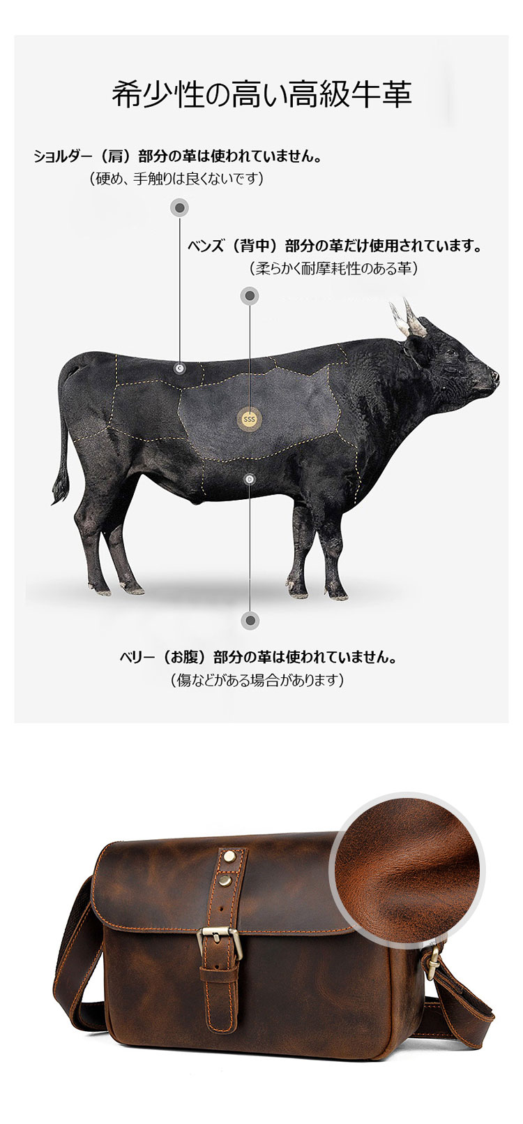 Whatna 天然牛革 ショルダーバッグ メンズ メッセンジャーバッグ小さめ ビジネスバッグ 横型 本革 通勤 通学 斜めがけバッグ オシャレ な シンプル な 軽量 実用 自転車 かばん男性用 ブラウン(1062)-6