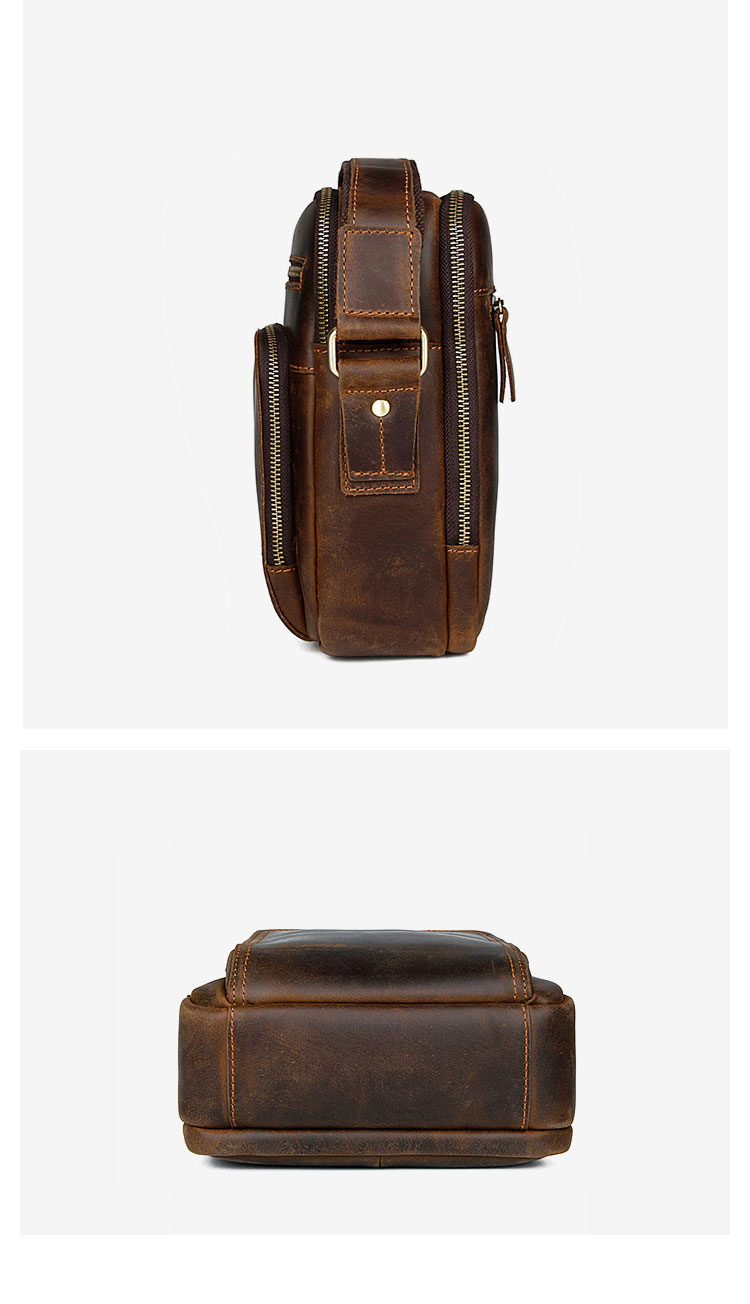 Whatna天然 牛革 ショルダーバッグ メンズ 2way 斜め掛け 手提げバッグ ポシェットポ 縦型 防盗設計 ipad 9.7収納可小さめ メッセンジャーバッグ 通学 通勤バッグ 肩掛けバッグ 自転車かばん プレゼント男性 黒 ブラウン1063-2