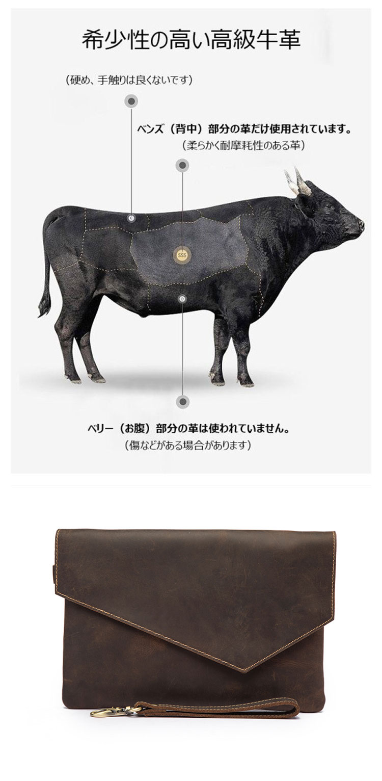 Whatna 天 然 牛革 セカンドバッグ メンズ クラッチ バッグ ファイルバッグ 封筒袋 A4 ipad10.5収納 本革 結婚式 披露宴 バッグ カジュアルフォーマル ビジネス 冠婚葬祭 バッグ 男性用 紳士用 ブラウン 3342-6