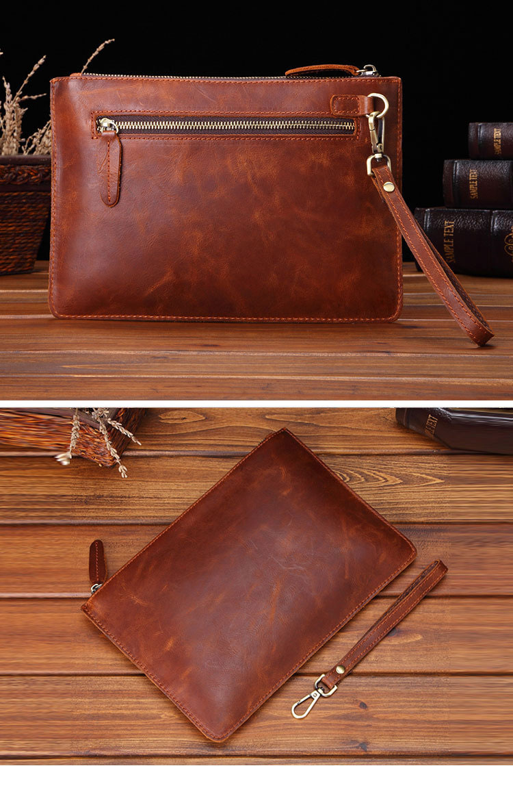 Whatna 天 然 牛革 セカンドバッグ メンズ クラッチ バッグ ファイルバッグ 封筒袋 ipad10.5収納 本革 結婚式 披露宴 バッグ カジュアルフォーマル ビジネス 冠婚葬祭 バッグ 男性用 紳士用 ブラウン A009-3