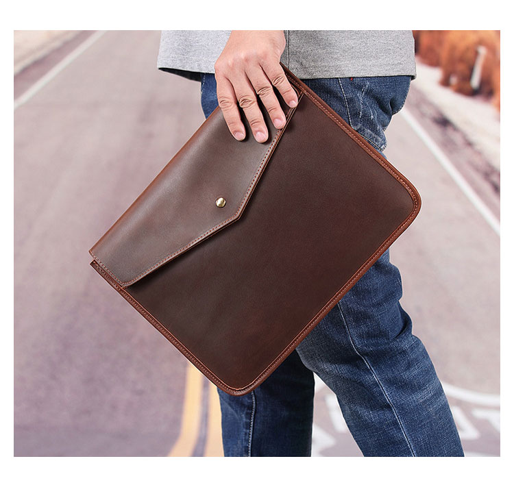 Whatna 天 然 牛革 セカンドバッグ メンズ クラッチ バッグ ファイルバッグ 封筒袋 A4サイズ ipad10.5収納 本革 結婚式 披露宴 バッグ カジュアルフォーマル ビジネス 冠婚葬祭 バッグ 男性用 紳士用 ブラウン A017-9