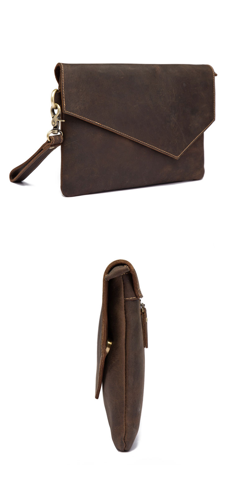 Whatna 天 然 牛革 セカンドバッグ メンズ クラッチ バッグ ファイルバッグ 封筒袋 A4 ipad10.5収納 本革 結婚式 披露宴 バッグ カジュアルフォーマル ビジネス 冠婚葬祭 バッグ 男性用 紳士用 ブラウン 3342-1