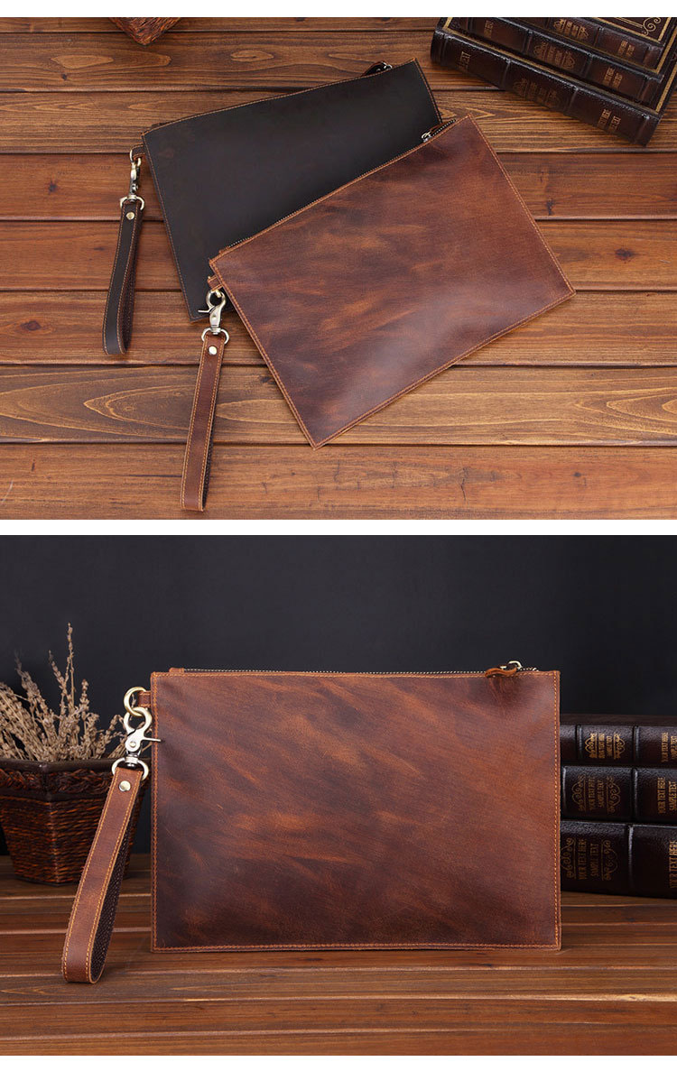 Whatna 天 然 牛革 セカンドバッグ メンズ クラッチ バッグ ファイルバッグ 封筒袋 A4 ipad10.5収納 本革 結婚式 披露宴 バッグ カジュアルフォーマル ビジネス 冠婚葬祭 バッグ 男性用 紳士用 ブラウン SN005-2