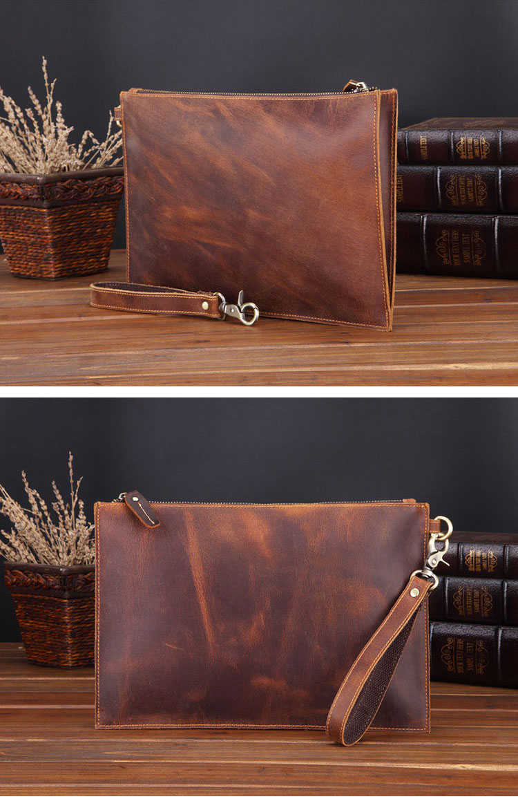 Whatna 天 然 牛革 セカンドバッグ メンズ クラッチ バッグ ファイルバッグ 封筒袋 A4 ipad10.5収納 本革 結婚式 披露宴 バッグ カジュアルフォーマル ビジネス 冠婚葬祭 バッグ 男性用 紳士用 ブラウン SN005-3