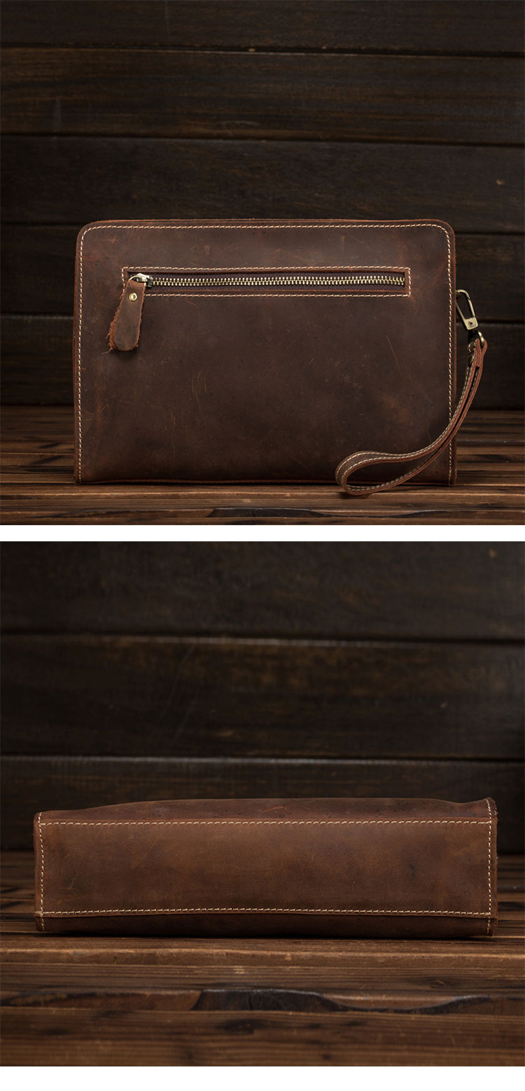 Whatna 天然 牛革 セカンドバッグ メンズ バッグ クラッチ バッグ 小さい 3室仕切 厚手 本 革 レザー 結婚式 バッグ フォーマル ビジネス 冠婚葬祭 バッグ 男性用 紳士用 ブラウン（3302）-2
