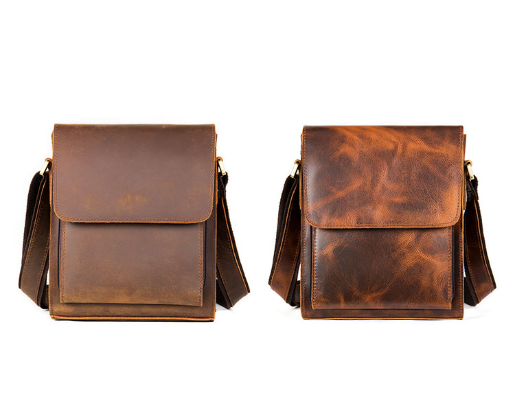 Whatna 天然牛革 ショルダーバッグ メンズ メッセンジャーバッグ小さめ ビジネスバッグ ipad10.5収納可縦型 本革 通勤 通学 斜めがけバッグ オシャレ な シンプル な 軽量 実用 自転車 かばん男性用 ブラウン 黒(7433)-1