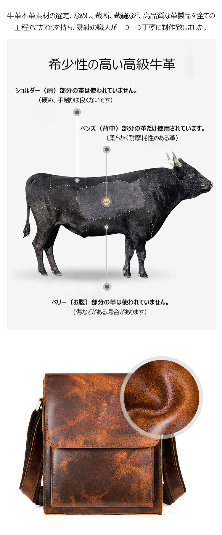 Whatna 天然牛革 ショルダーバッグ メンズ メッセンジャーバッグ小さめ ビジネスバッグ ipad10.5収納可縦型 本革 通勤 通学 斜めがけバッグ オシャレ な シンプル な 軽量 実用 自転車 かばん男性用 ブラウン 黒(7433)-5