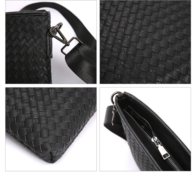 Whatna 手作り編み込み 革 ショルダーバッグ メンズ メッセンジャーバッグ 縦型 A4 10.5インチipad収納可 本 革 厚手 レザー ビジネスバッグ 小さい 斜めがけ バッグ 男性用 紳士用 黒 （A-2）-6