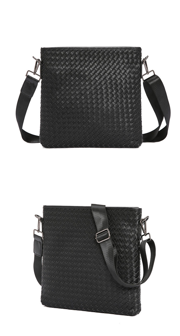 Whatna 手作り編み込み 革 ショルダーバッグ メンズ メッセンジャーバッグ 縦型 A4 10.5インチipad収納可 本 革 厚手 レザー ビジネスバッグ 小さい 斜めがけ バッグ 男性用 紳士用 黒 （A-2）-1