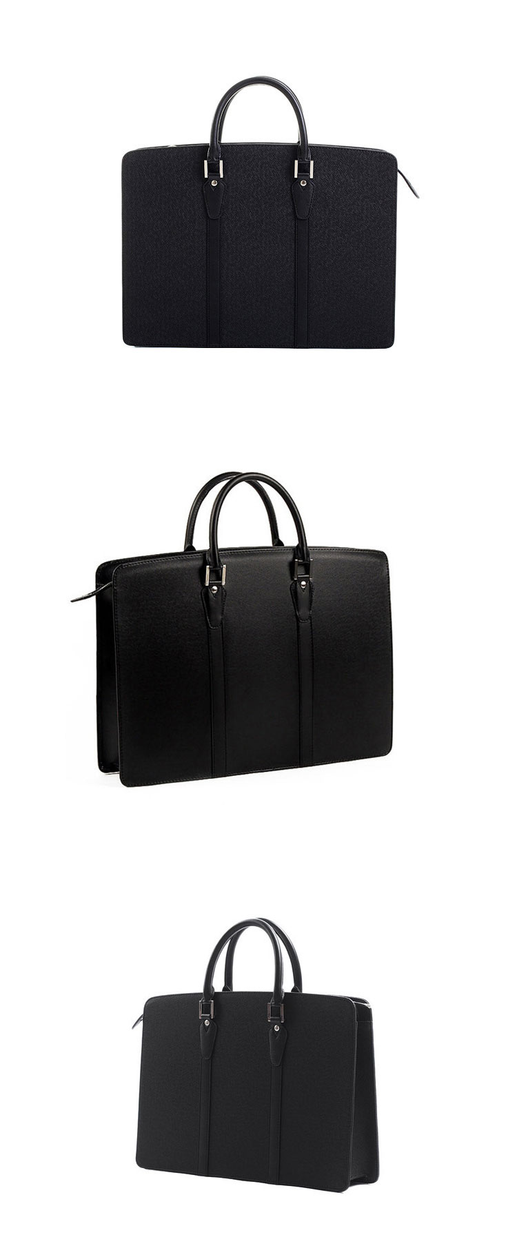 Whatna ビジネスバッグ メンズ 2wayショルダー 手提げ 厚手 皮革 大容量 ブリーフケース A4 15.6インチPC対応 旅行 出張 通勤 通学 就活 面接 バッグ かばん 男性用 黒（7807）-1