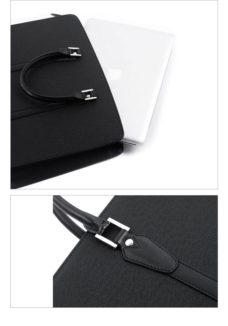 Whatna ビジネスバッグ メンズ 2wayショルダー 手提げ 厚手 皮革 大容量 ブリーフケース A4 15.6インチPC対応 旅行 出張 通勤 通学 就活 面接 バッグ かばん 男性用 黒（7807）-6