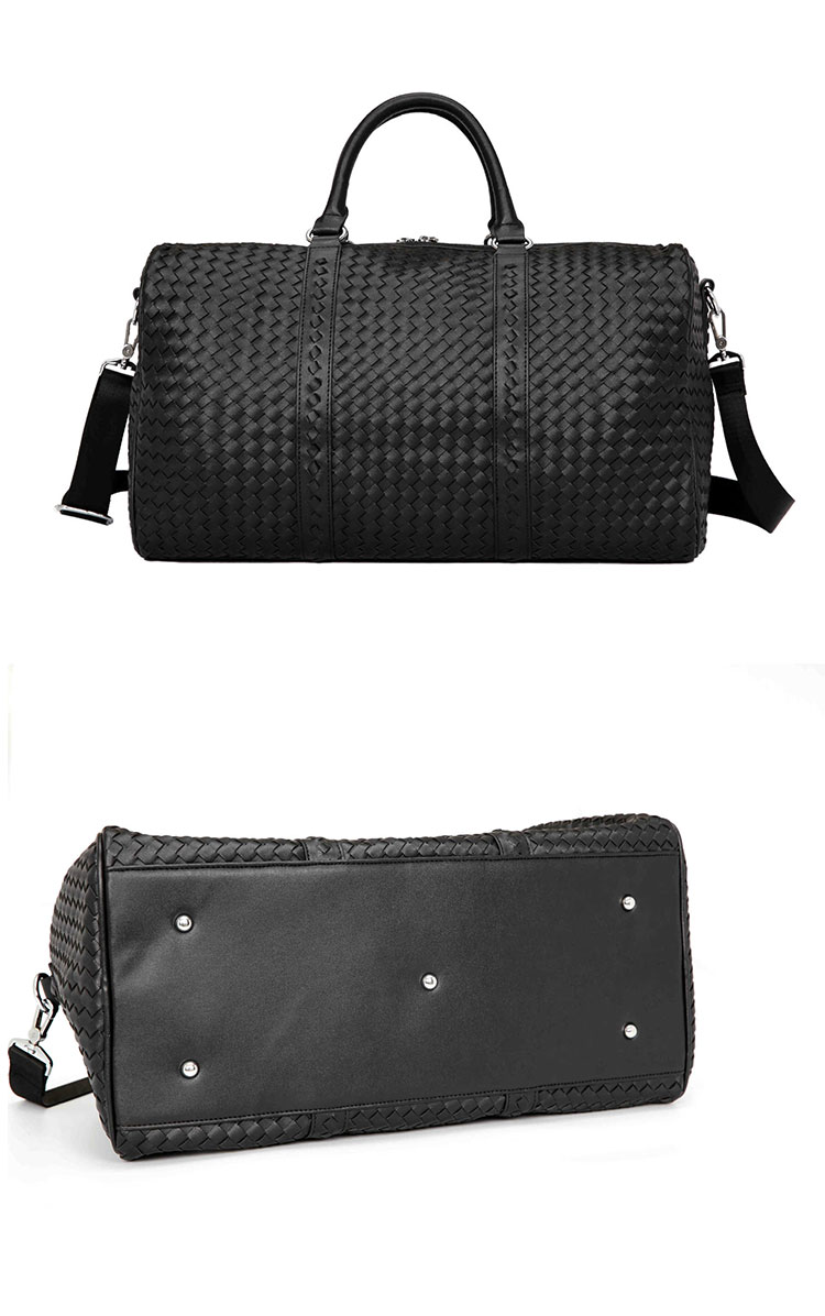 Whatna 手作り編み込み革 ビジネスバッグ メンズ 2way 手提げバッグ ショルダーバッグ  A4 15.6インチpc 収納可 本革 ビジネス 通勤 通学 斜めがけ バッグ 旅行 バッグ ワンショルダーバッグ自転車 かばん男性用 黒(19010+7)-2