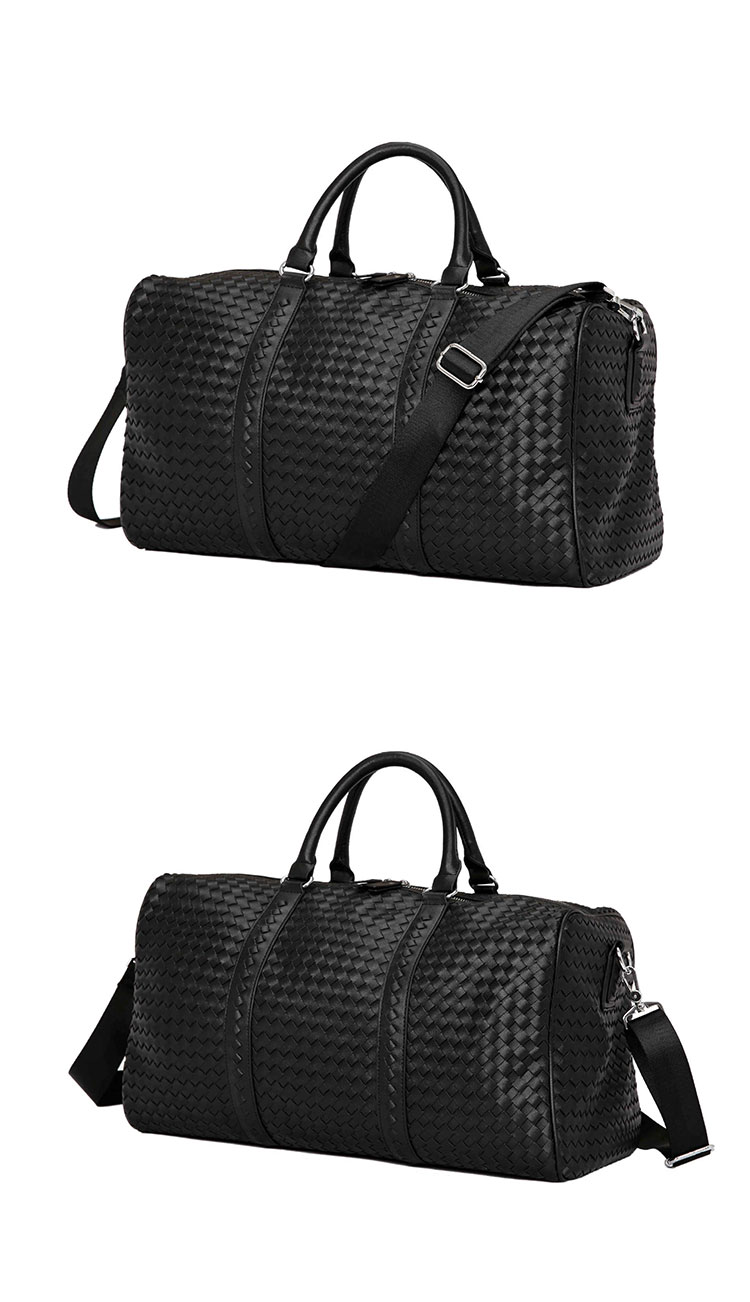 Whatna 手作り編み込み革 ビジネスバッグ メンズ 2way 手提げバッグ ショルダーバッグ  A4 15.6インチpc 収納可 本革 ビジネス 通勤 通学 斜めがけ バッグ 旅行 バッグ ワンショルダーバッグ自転車 かばん男性用 黒(19010+7)-1