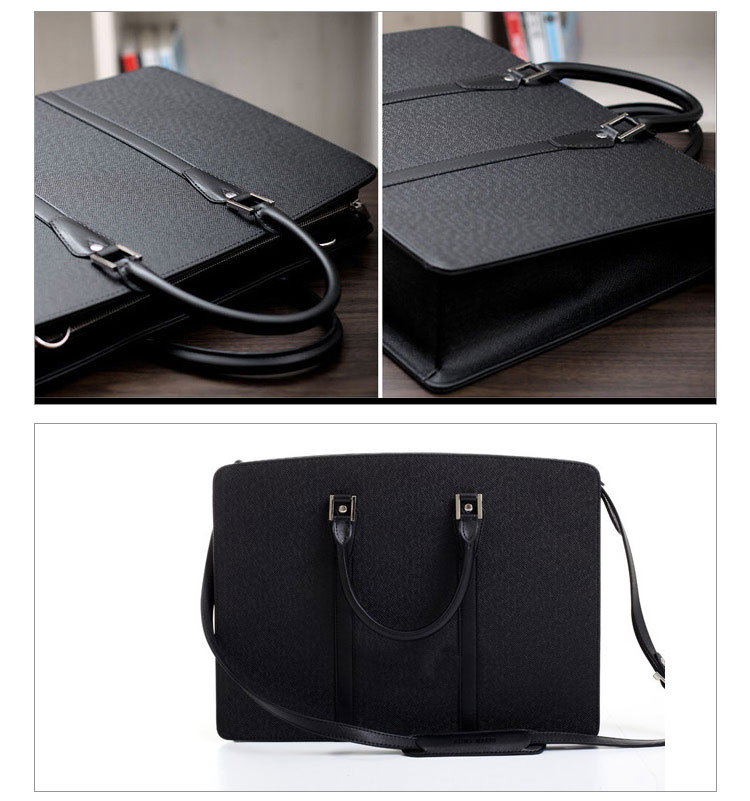 Whatna ビジネスバッグ メンズ 2wayショルダー 手提げ 厚手 皮革 大容量 ブリーフケース A4 15.6インチPC対応 旅行 出張 通勤 通学 就活 面接 バッグ かばん 男性用 黒（7807）-5