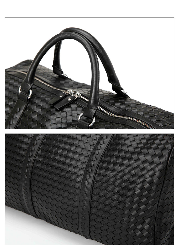 Whatna 手作り編み込み革 ビジネスバッグ メンズ 2way 手提げバッグ ショルダーバッグ  A4 15.6インチpc 収納可 本革 ビジネス 通勤 通学 斜めがけ バッグ 旅行 バッグ ワンショルダーバッグ自転車 かばん男性用 黒(19010+7)-6