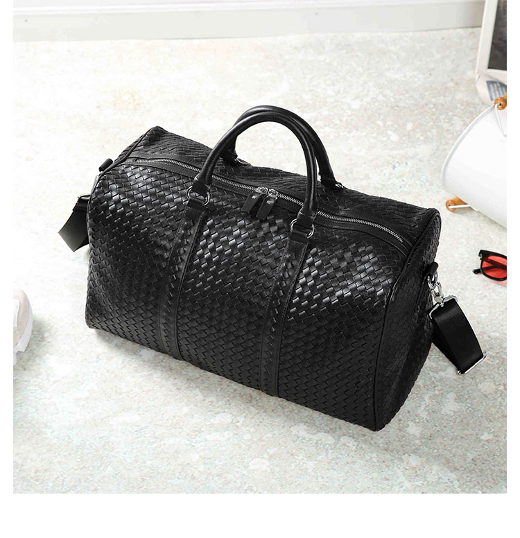 Whatna 手作り編み込み革 ビジネスバッグ メンズ 2way 手提げバッグ ショルダーバッグ  A4 15.6インチpc 収納可 本革 ビジネス 通勤 通学 斜めがけ バッグ 旅行 バッグ ワンショルダーバッグ自転車 かばん男性用 黒(19010+7)-9