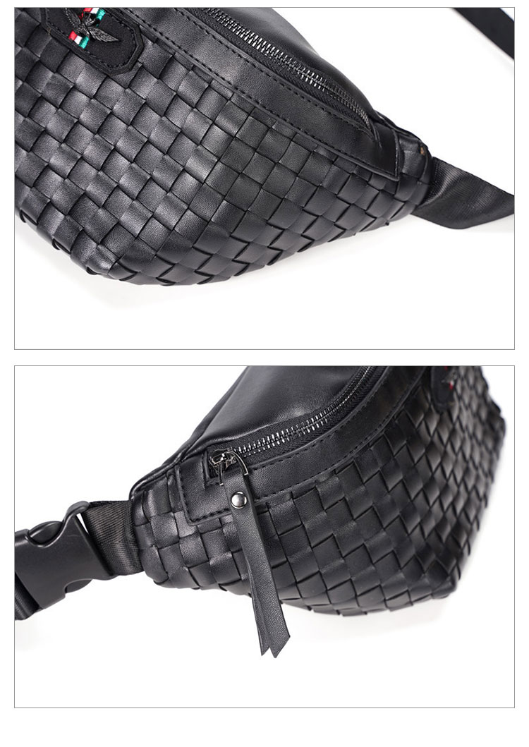 Whatna 3way 革 手作り編み込み ボディバッグ・ワンショルダーバッグ メンズ ウエストポーチ 本 革 厚手 レザー 斜め掛けバッグ スポーツバッグ 撥水 皮 バッグ 自転車 カジュアル 遠足 旅行 通勤 通学 黒（YH3222）-7