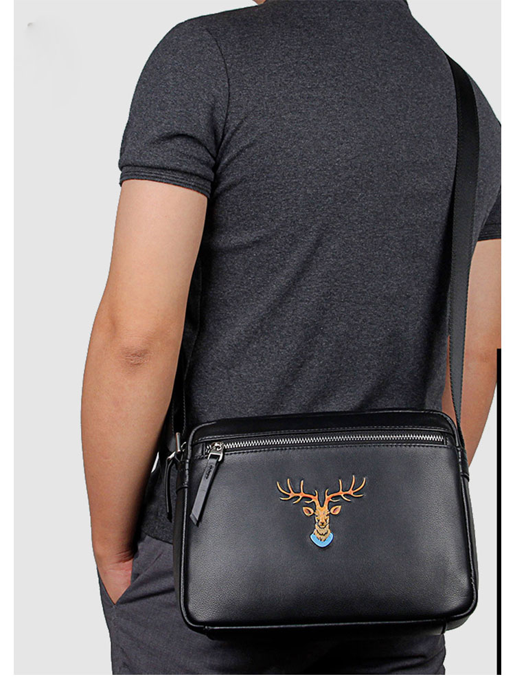 Whatna 天然牛革 ショルダーバッグ メンズ メッセンジャーバッグ小さめ ビジネスバッグ 横型 本革 通勤 通学 斜めがけバッグ オシャレ な シンプル な 軽量 実用 自転車 かばん男性用 黒（1064）-8