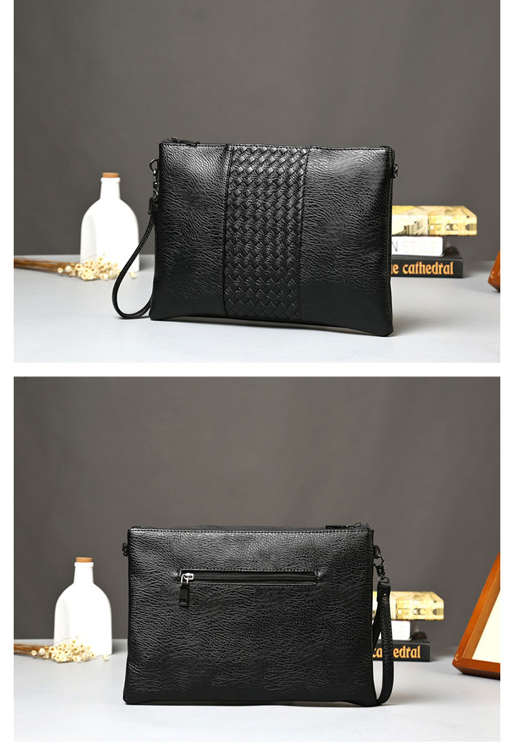 Whatna 2way 革セカンド バッグ メンズ ショルダーバック [クラッチ 肩掛け 結婚式 バッグ] ファイルバッグ ipad 13.3 A4 収納可 大さめ 手持ちバッグ ビジネス カジュアル フォーマル 冠婚葬祭 紳士用 男性用 黒 青 グレー（8654）-2