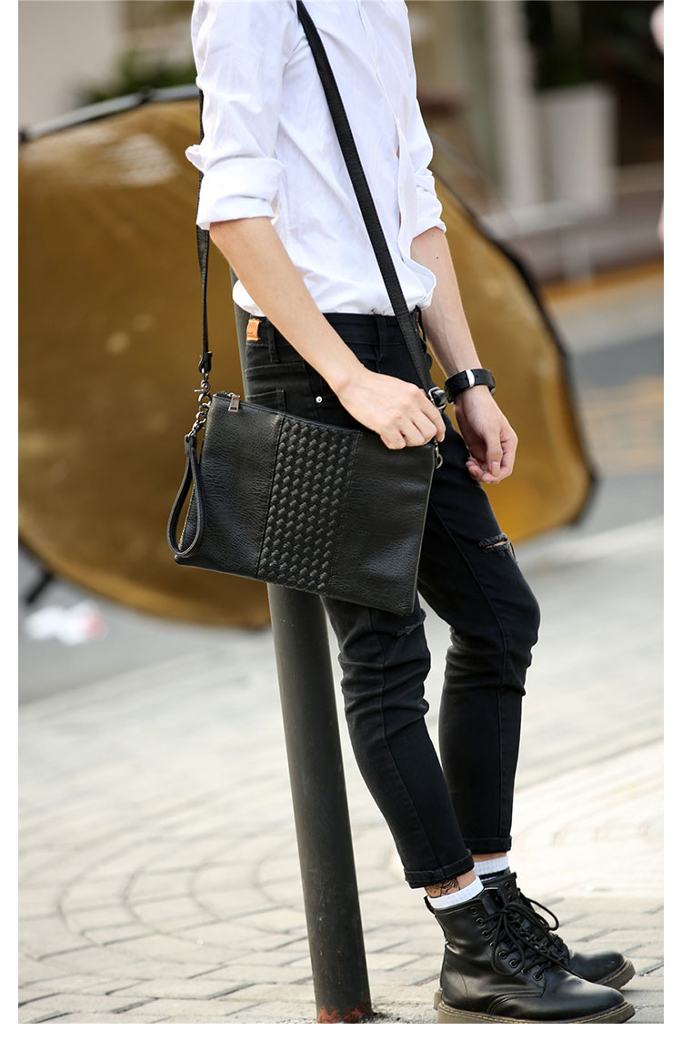 Whatna 2way 革セカンド バッグ メンズ ショルダーバック [クラッチ 肩掛け 結婚式 バッグ] ファイルバッグ ipad 13.3 A4 収納可 大さめ 手持ちバッグ ビジネス カジュアル フォーマル 冠婚葬祭 紳士用 男性用 黒 青 グレー（8654）-11