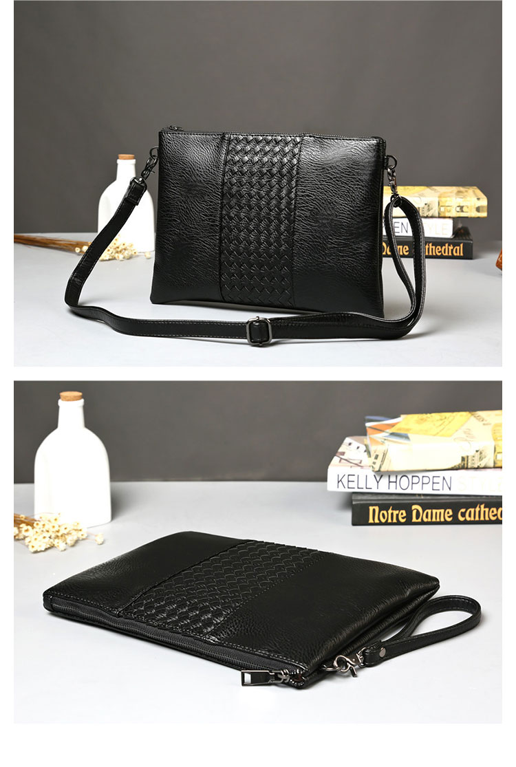 Whatna 2way 革セカンド バッグ メンズ ショルダーバック [クラッチ 肩掛け 結婚式 バッグ] ファイルバッグ ipad 13.3 A4 収納可 大さめ 手持ちバッグ ビジネス カジュアル フォーマル 冠婚葬祭 紳士用 男性用 黒 青 グレー（8654）-3