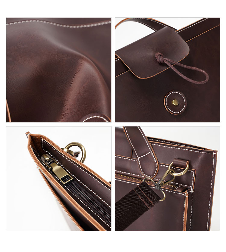 Whatna 2way 革セカンド バッグ メンズ ショルダーバック [クラッチ 肩掛け 結婚式 バッグ] ファイルバッグ ipad 13.3 A4 収納可 大さめ 手持ちバッグ ビジネス カジュアル フォーマル 冠婚葬祭 紳士用 男性用ブラウン（YH3258）-5