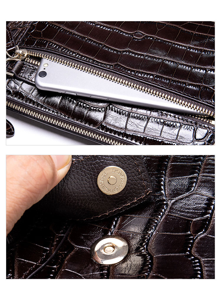 Whatna クロコダイル型押し天然 牛革 セカンドバッグ メンズ バッグ クラッチ バッグ 小さい カード8枚収納可 厚手 本 革 レザー 結婚式 バッグ フォーマル ビジネス 冠婚葬祭 バッグ 男性用 紳士用 （9899）-6