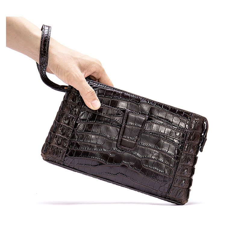 Whatna クロコダイル型押し天然 牛革 セカンドバッグ メンズ バッグ クラッチ バッグ 小さい カード8枚収納可 厚手 本 革 レザー 結婚式 バッグ フォーマル ビジネス 冠婚葬祭 バッグ 男性用 紳士用 （9899）-9