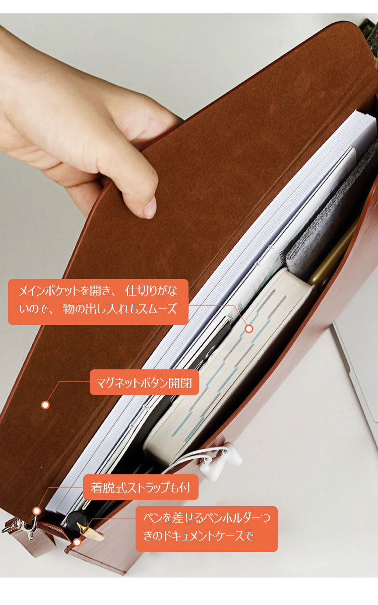 Whatna ブリーフケースA4 大きめセカン ドバッグ メンズ レディース バッグ 手持ち 2WAY ハンドストラップ付13.3インチ ipad Air 収納可 ビジネス封筒袋 資料ケース ct-03-5
