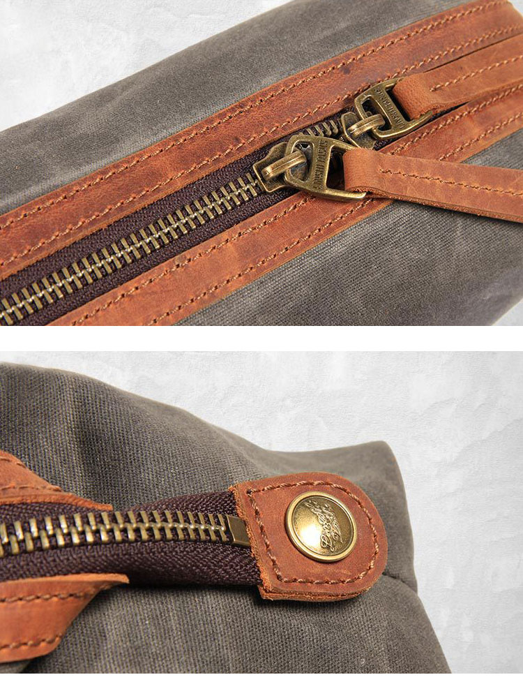 Whatna 厚手帆布x天然牛革  ミニセカンドバッグ メンズ クラッチ バッグ 小さい 化粧かば キャンバス x厚手本革 カジュアル フォーマル 冠婚葬祭 結婚式 バッグ 手持ち バッグ 小鞄 紳士用 男性用 ポーチ バッグ L171AT01-8