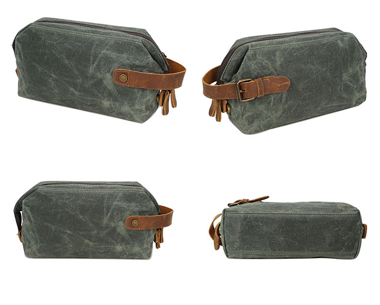 Whatna 厚手帆布x天然牛革  ミニセカンドバッグ メンズ クラッチ バッグ 小さい 化粧かば キャンバス x厚手本革 カジュアル フォーマル 冠婚葬祭 結婚式 バッグ 手持ち バッグ 小鞄 紳士用 男性用 ポーチ バッグ 3107#-3