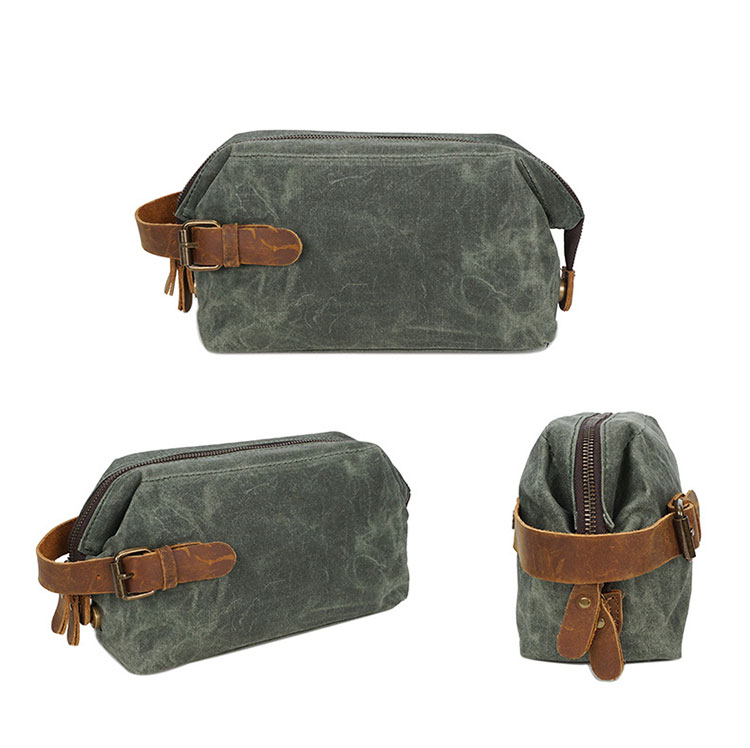 Whatna 厚手帆布x天然牛革  ミニセカンドバッグ メンズ クラッチ バッグ 小さい 化粧かば キャンバス x厚手本革 カジュアル フォーマル 冠婚葬祭 結婚式 バッグ 手持ち バッグ 小鞄 紳士用 男性用 ポーチ バッグ 3107#-2