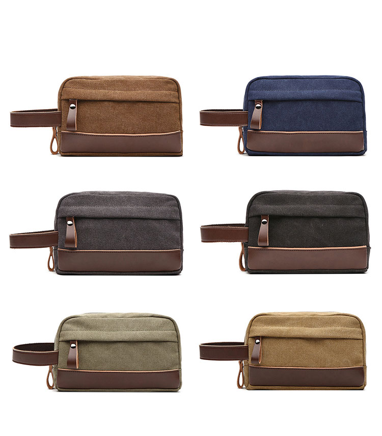 Whatna 厚手帆布xレザー ミニセカンドバッグ メンズ クラッチ バッグ 小さい 化粧かば カジュアル フォーマル 冠婚葬祭 結婚式 バッグ 手持ち バッグ 小鞄 紳士用 男性用 ポーチ バッグ 8021-1#-1