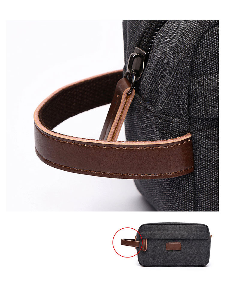 Whatna 厚手帆布xレザー ミニセカンドバッグ メンズ クラッチ バッグ 小さい 化粧かば カジュアル フォーマル 冠婚葬祭 結婚式 バッグ 手持ち バッグ 小鞄 紳士用 男性用 ポーチ バッグ 8615#-4