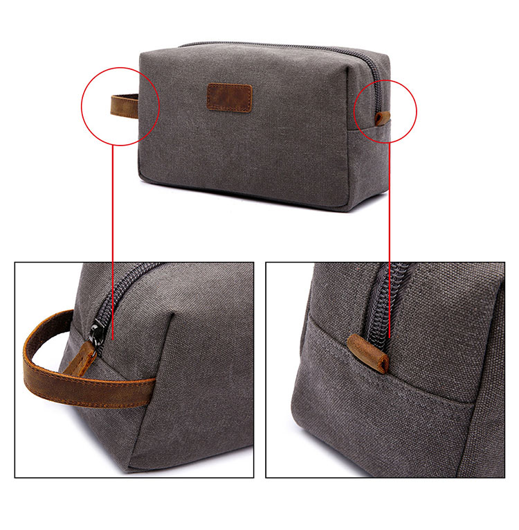 Whatna 厚手帆布xレザー ミニセカンドバッグ メンズ クラッチ バッグ 小さい 化粧かば カジュアル フォーマル 冠婚葬祭 結婚式 バッグ 手持ち バッグ 小鞄 紳士用 男性用 ポーチ バッグ 8618#-5