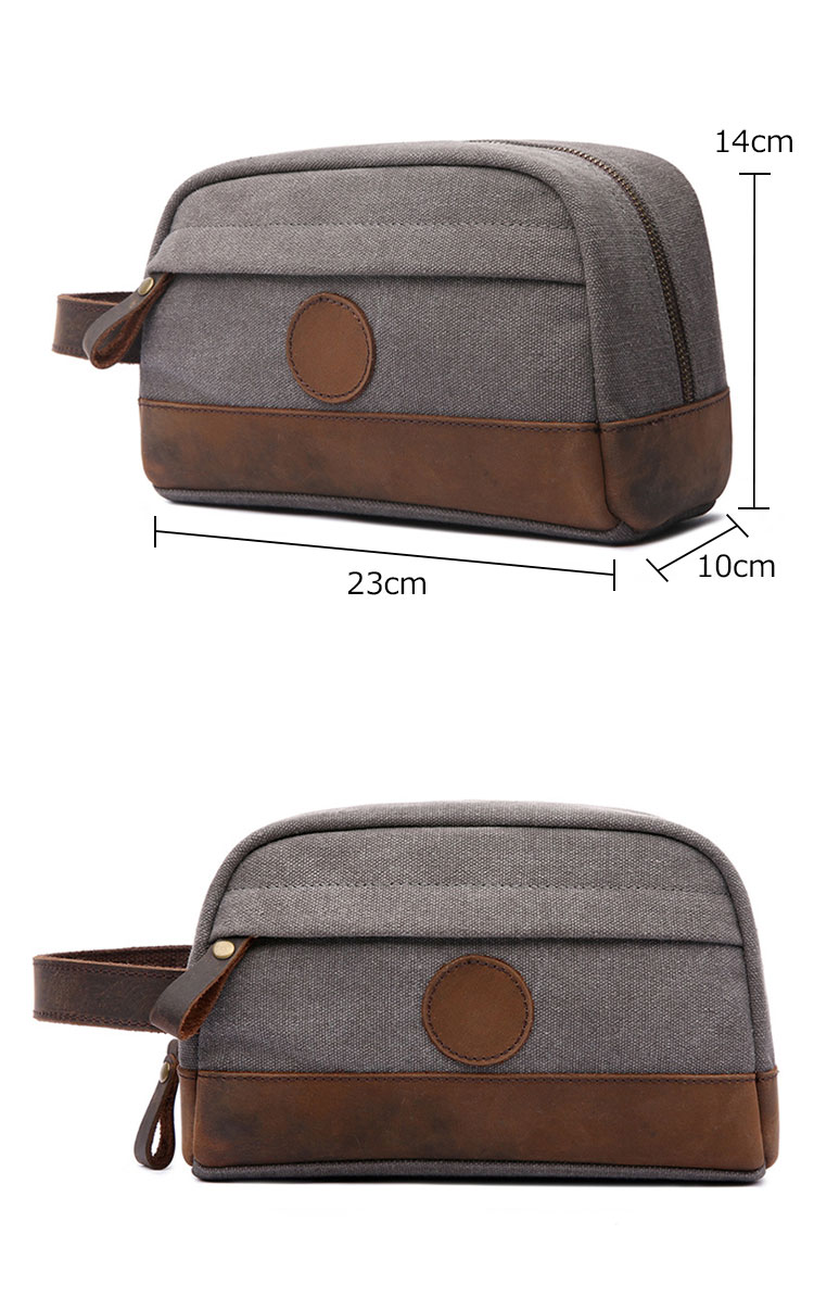 Whatna 厚手帆布xレザー ミニセカンドバッグ メンズ クラッチ バッグ 小さい 化粧かば カジュアル フォーマル 冠婚葬祭 結婚式 バッグ 手持ち バッグ 小鞄 紳士用 男性用 ポーチ バッグ F-8021#-2