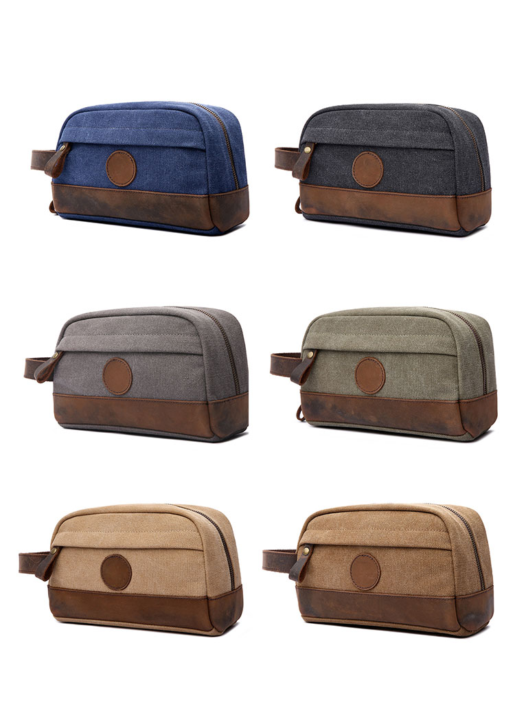 Whatna 厚手帆布xレザー ミニセカンドバッグ メンズ クラッチ バッグ 小さい 化粧かば カジュアル フォーマル 冠婚葬祭 結婚式 バッグ 手持ち バッグ 小鞄 紳士用 男性用 ポーチ バッグ F-8021#-1